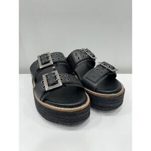 Diba True Derby Shoe Black Womens 8.5 Espadrille Sandal Buckle Straps New In Box